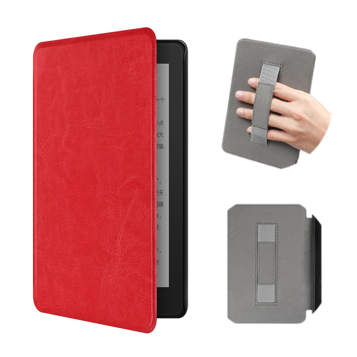 Akacy Textura de couro sintético com alça Capa para Amazon Kindle